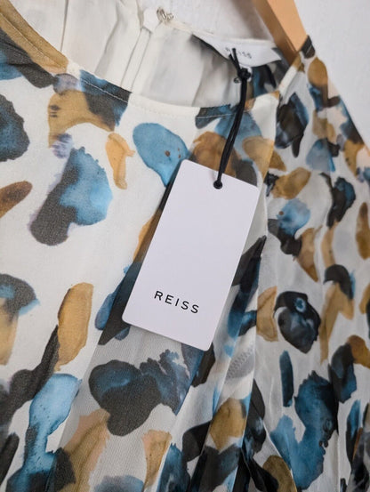 New Stunning Reiss Molly Ink Printed Mini Fit And Flare Dress UK 8 £195 Occasion