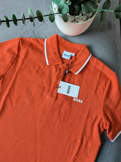 New Hugo boss boys Smart polo shirt top t shirt Gift Tangerine Orange 10yr £60