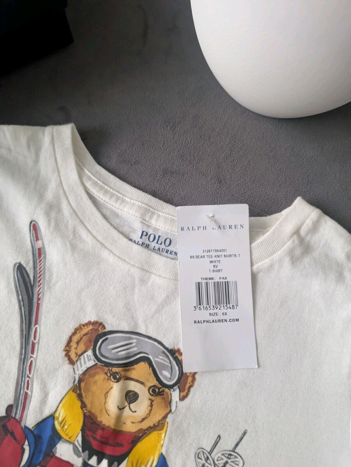 New Ralph Lauren Girls Bear Ski Short Seeve T Shirt 6-7yr Smart White Cute Gift