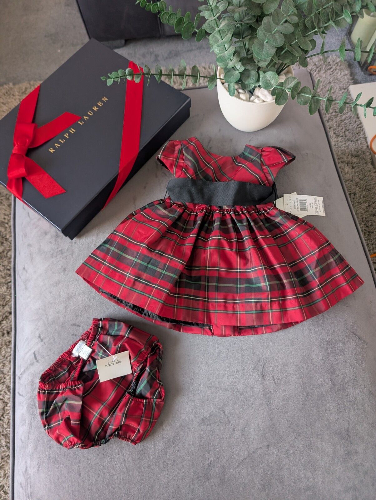 New Ralph Lauren tartan girls vincenza fit flare party dress 9-12m gift cute party