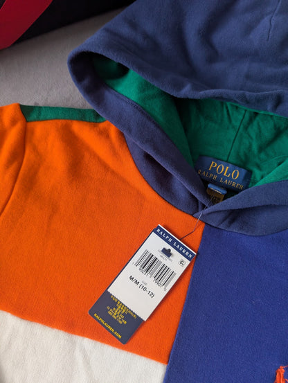 New  Ralph Lauren Boys Colour Logo Fleece Jumper Hoodie Smart Age 8-10yr £109