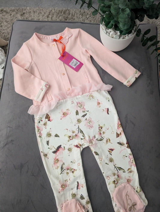 New Ted Baker Baby Girl Sleepsuit Outfit Romper Frill Gift 18-24m Floral