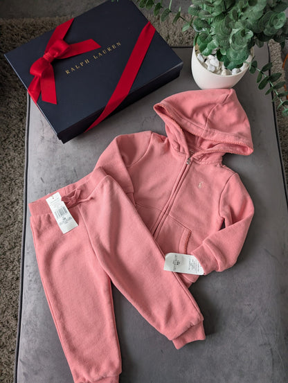 New Gorgeous Ralph Lauren Pink Scalloped Baby Girl Tracksuit  12-18m Gift Baby