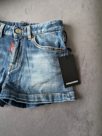 New girls dquared2 denim designer shorts age 8 rrp £118 smart casual summer gift