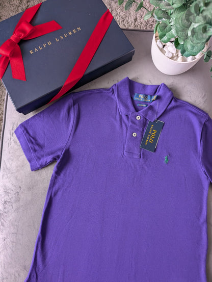 New Ralph Lauren Plain Smart Purple  Short Sleeve Polo Gift Occasion 10y Boys