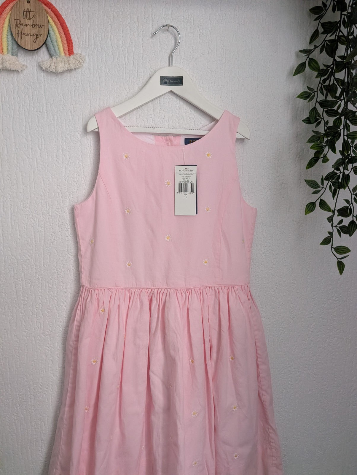 New Ralph Lauren Girls Embroidery Daisy Chain Occasion Dress Pink 8-10y Occasion