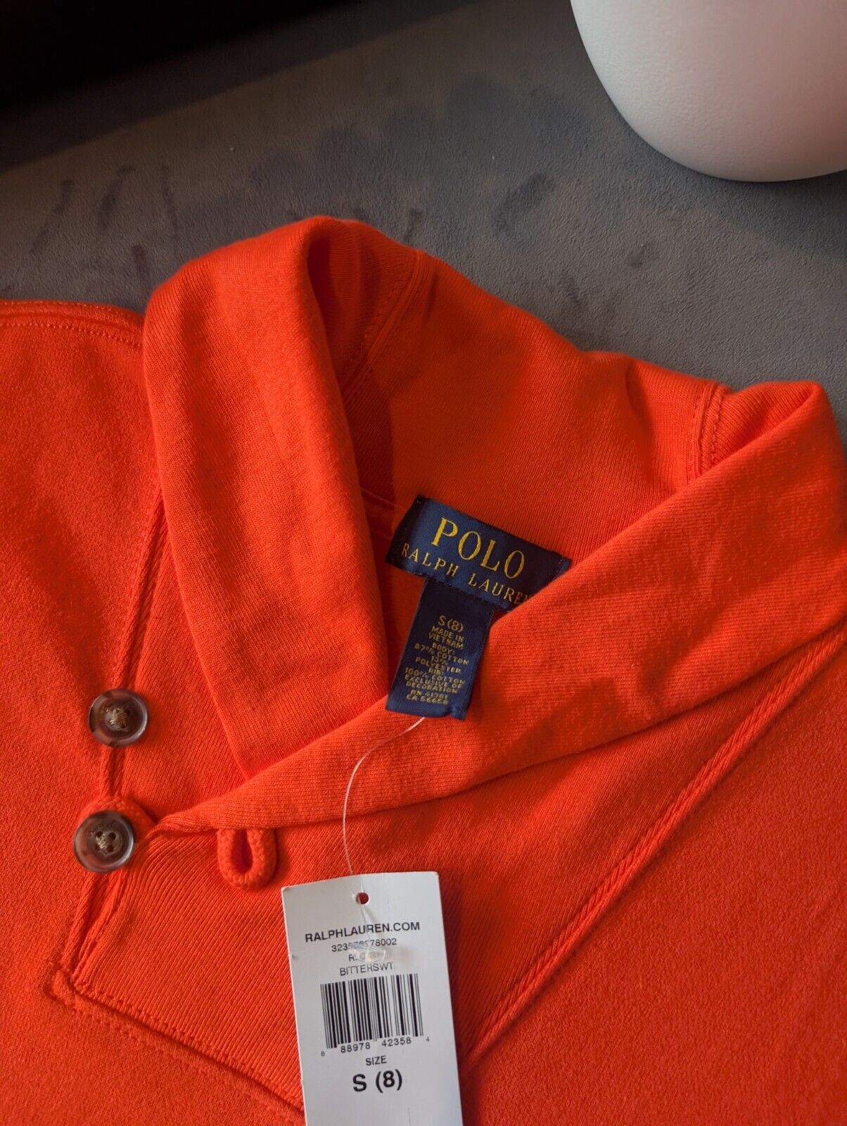 New Vintage Ralph Lauren Boys Shawl Neck Jumper Smart 8 Years Gift Orange Casual