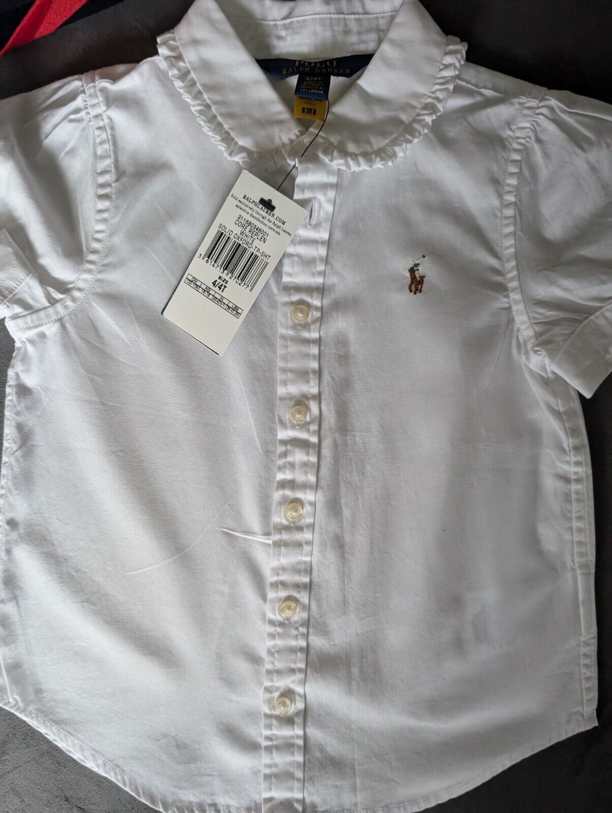 New Stunning Ralph Lauren Girls Collared White Plain Shirt Occasion Age 4 Smart