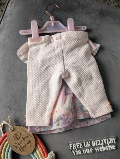 New Ted Baker Baby Girl Legging Top Outfit Set Gift Frill 0-3m Floral Magical