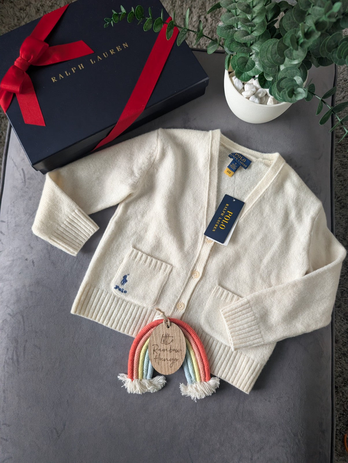 New Stunning Ralph Lauren Girls Wool Cashmere Ivory Cardigan Age 5 RRP £149 Gift