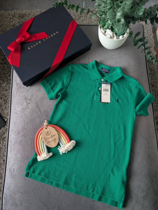 New Ralph Lauren Plain Smart Green Short Sleeve Polo Gift Occasion 7y Boys