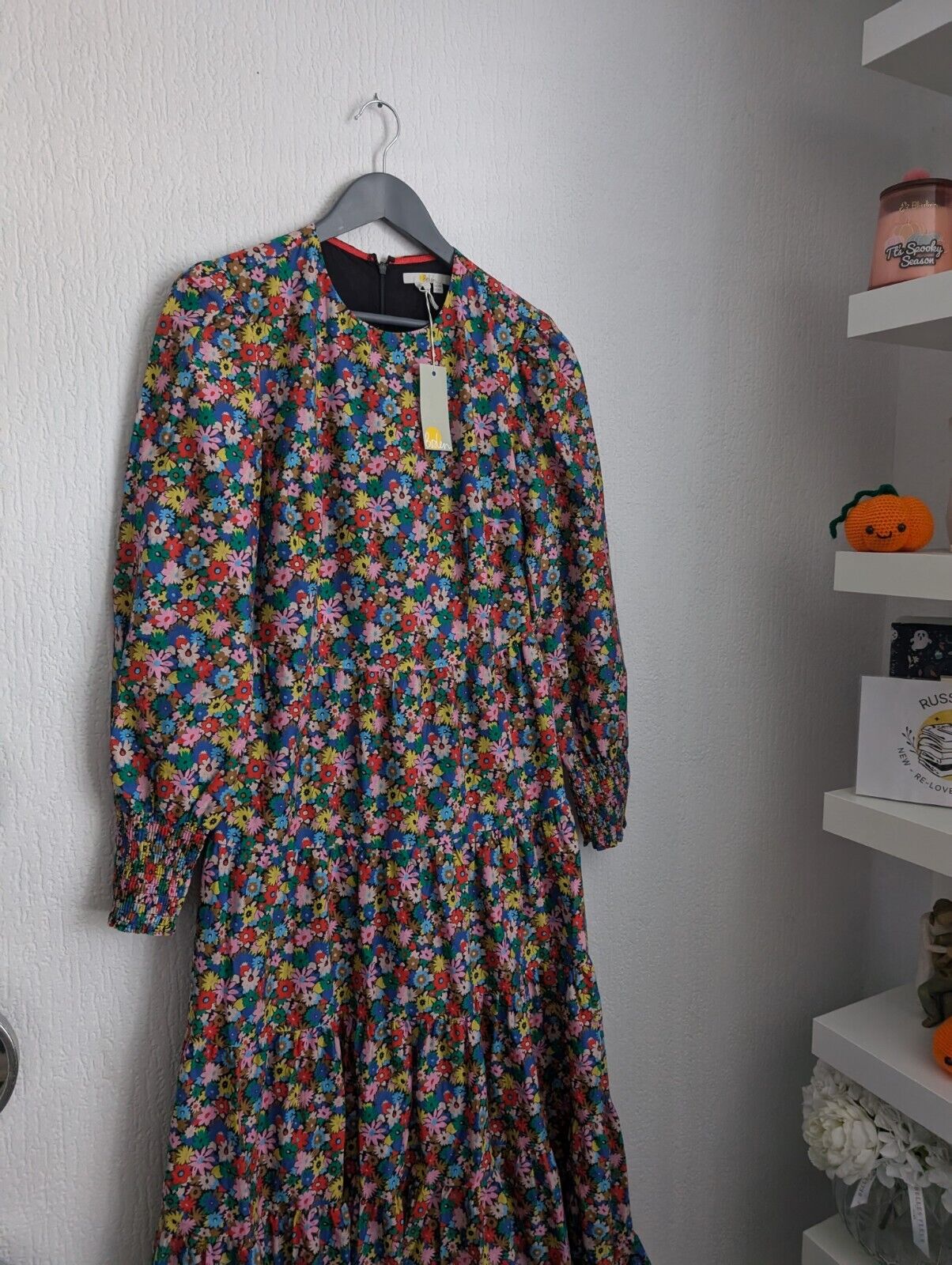 New Boden Glorious British Style Ditsy Floral Maxi Tiered Dress Uk 10 R Autumn