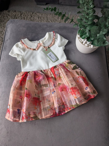 New Ted Baker Baby Girls Floral Tulle Occasion Dress Floaty 9-12m Gift Spring