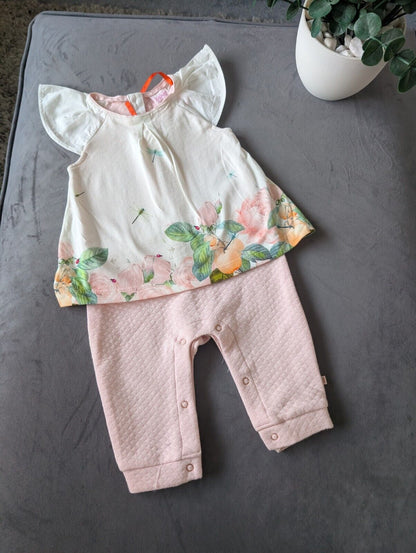 Bnwot Ted Baker Baby Girl Sleepsuit Outfit/romper Quilted Frill Gift 3-6 Floral