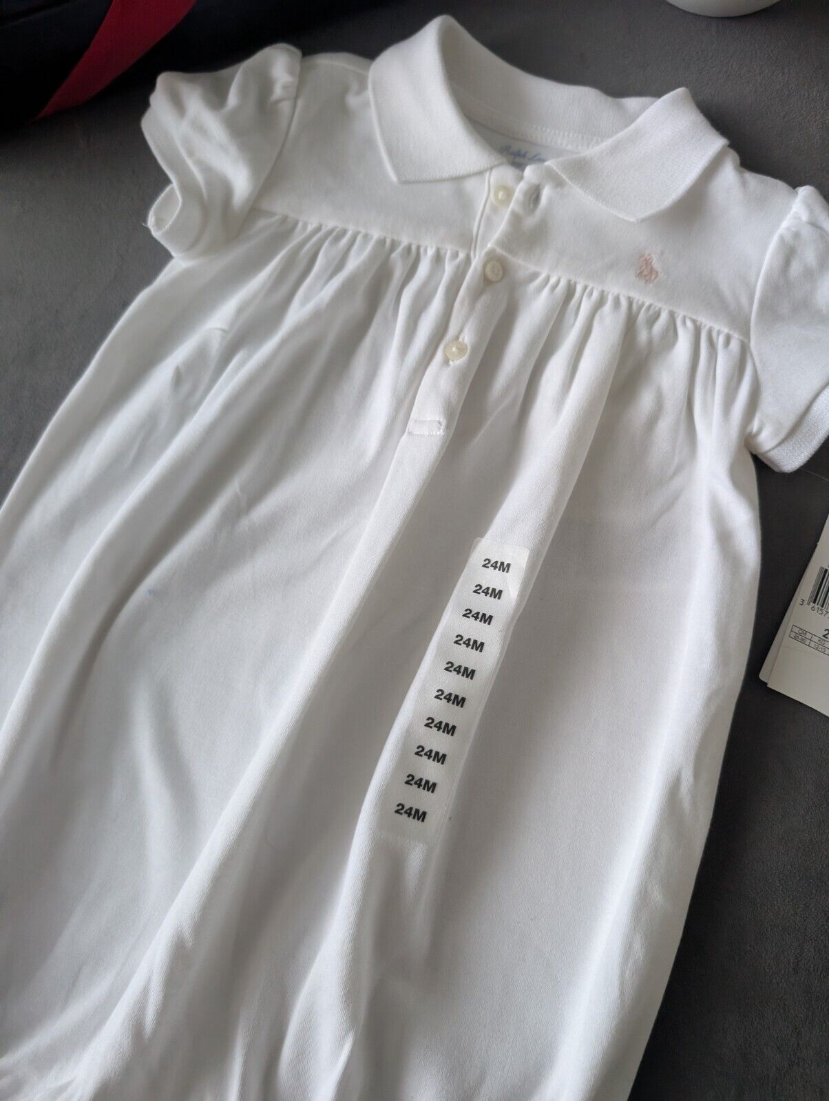 New Ralph Lauren Bubble Shortall White Girls Pony White Romper One-Piece  18-24m