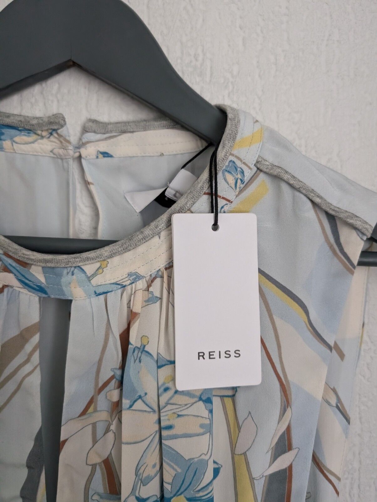 BNWT Reiss Vienna swirl print mini dress size 12 blue grey floral rrp£185 Formal