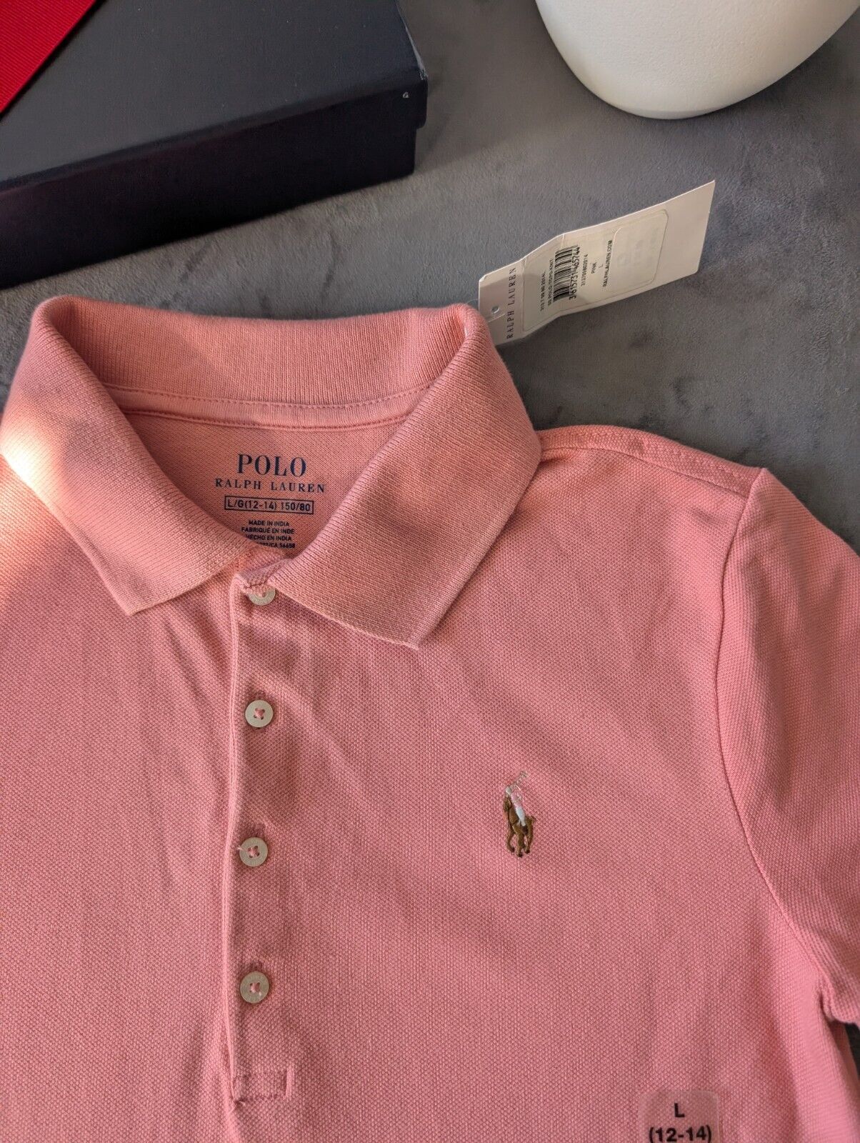 New Ralph Lauren Girls Polo Shirt Short Sleeve Pink Age 12-14 Smart Casual Pony