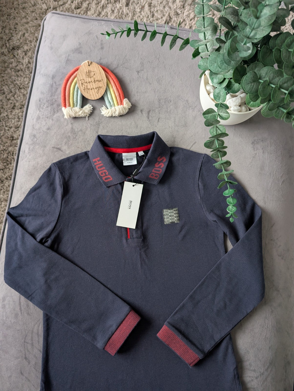 New Hugo boss boys long sleeve polo shirt top t shirt Navy gift Smart 8-10yrs