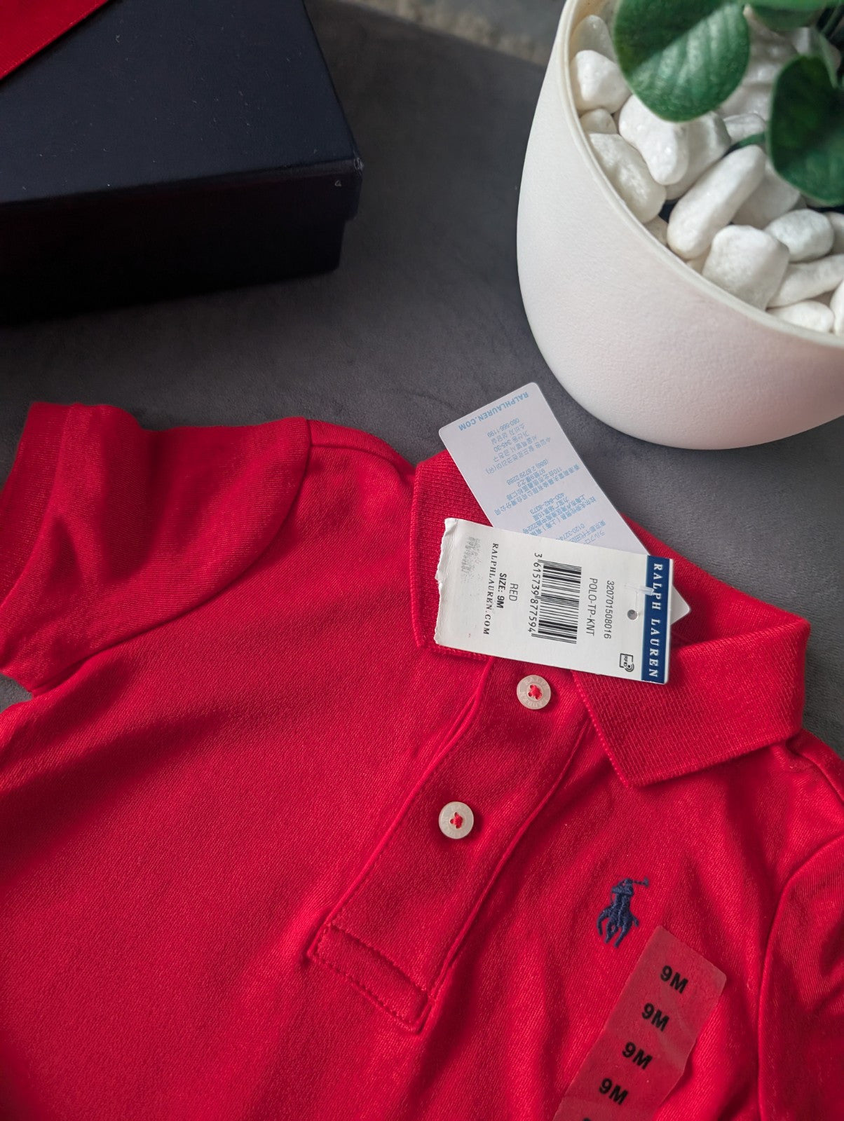 New adorable Ralph Lauren boys Polo Shirt Red  + Chino Trousers Age 6-9m Gift