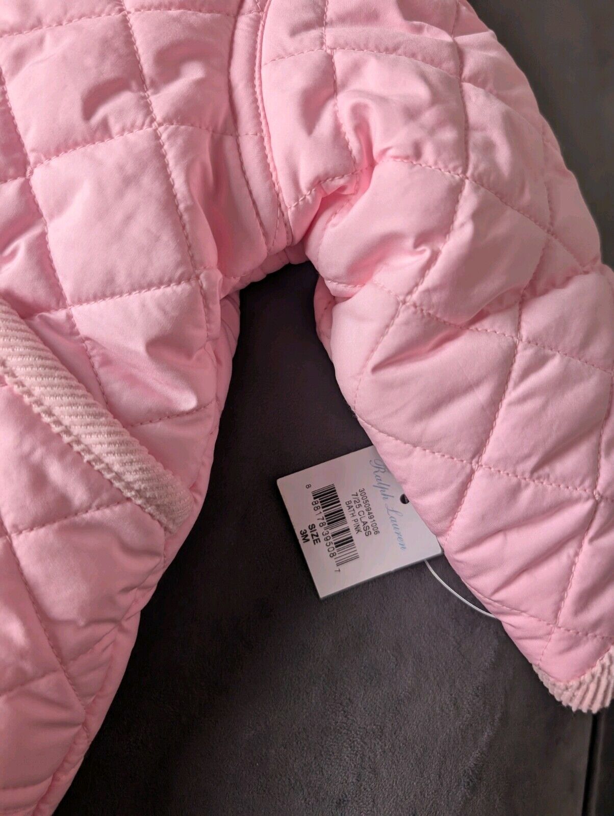 New ralph lauren Baby Pink quilted fleece lined pram suit snowsuit 0-3m Gift