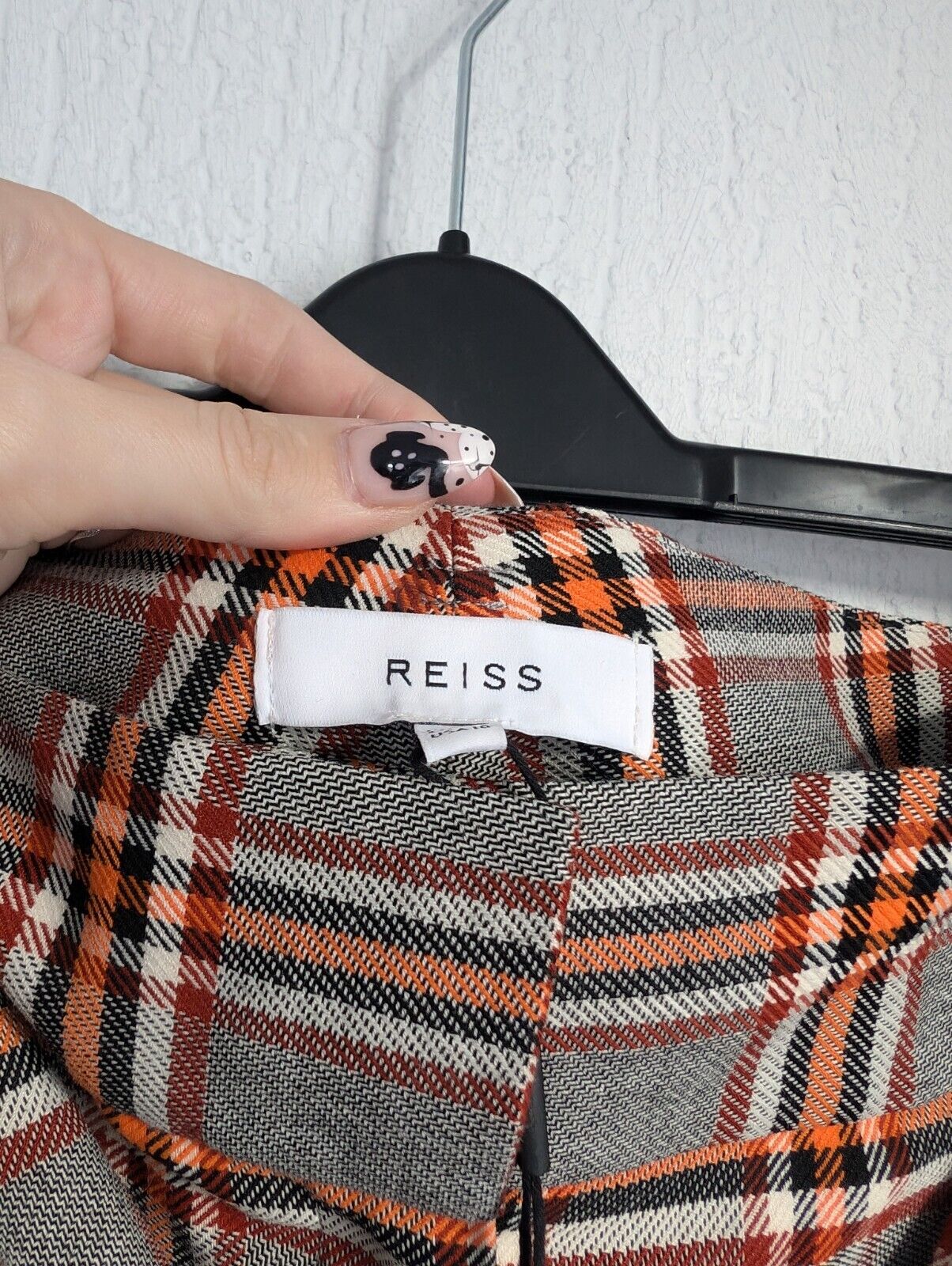 New Reiss Eisha Checked Straight Fit Trousers Smart Autumn Workwear UK 14