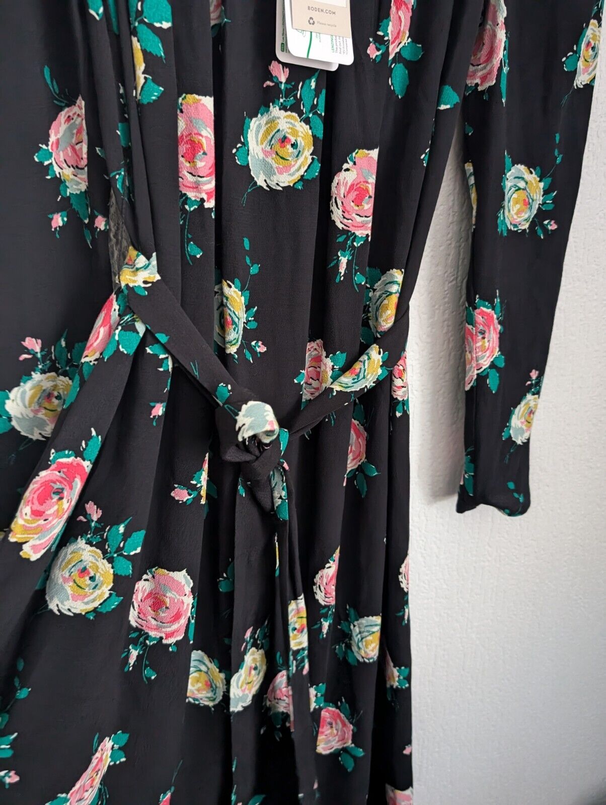 New Boden Square Neck Maxi DressBlack, Painterly Rose Size UK 10 R occasion