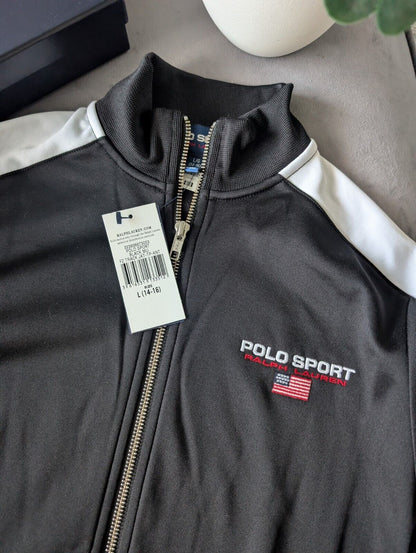 New Ralph Lauren Boys Tracksuit Top Black Fleece Lined Polo Sport 14-16y Gift