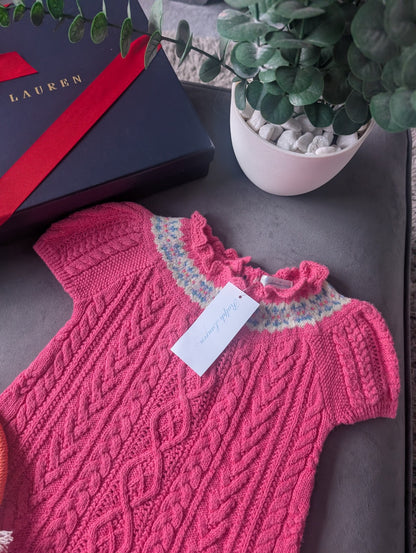 New Stunning Polo Ralph Lauren Cable Knit Pink Pretty Dress 18-24m Gift Spring