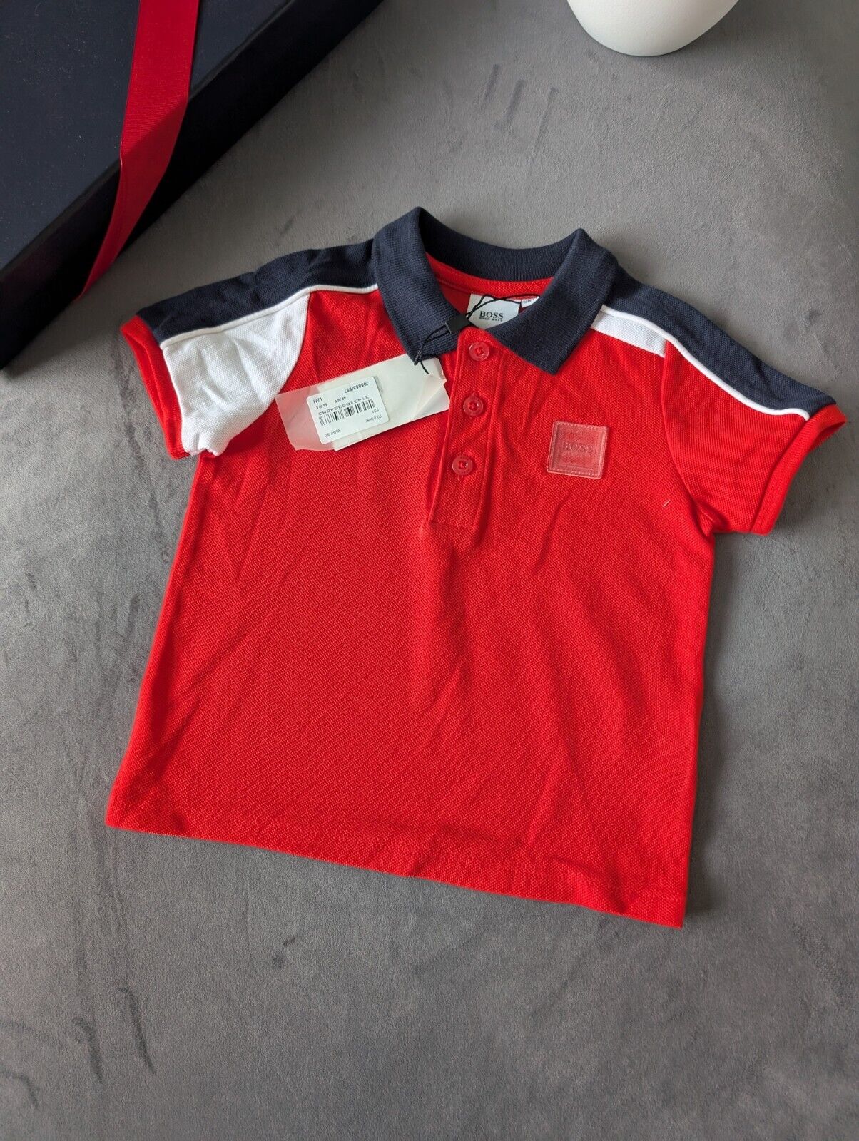 New Hugo boss boys Short Sleeve polo shirt top t shirt gift Red stripe 12m £59