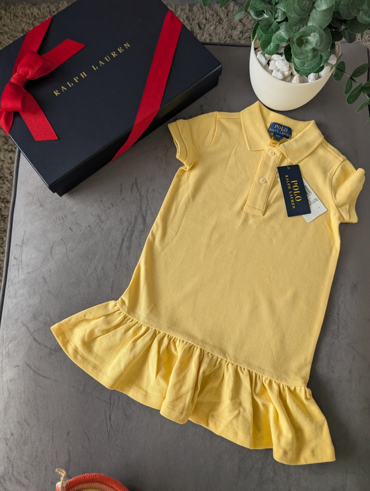 new polo Ralph Lauren yellow polo smart Dress Age 2 years occasion gift pretty