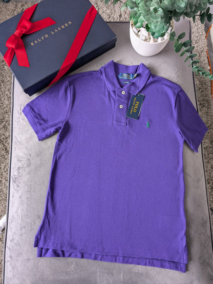 New Ralph Lauren Plain Smart Purple  Short Sleeve Polo Gift Occasion 10y Boys