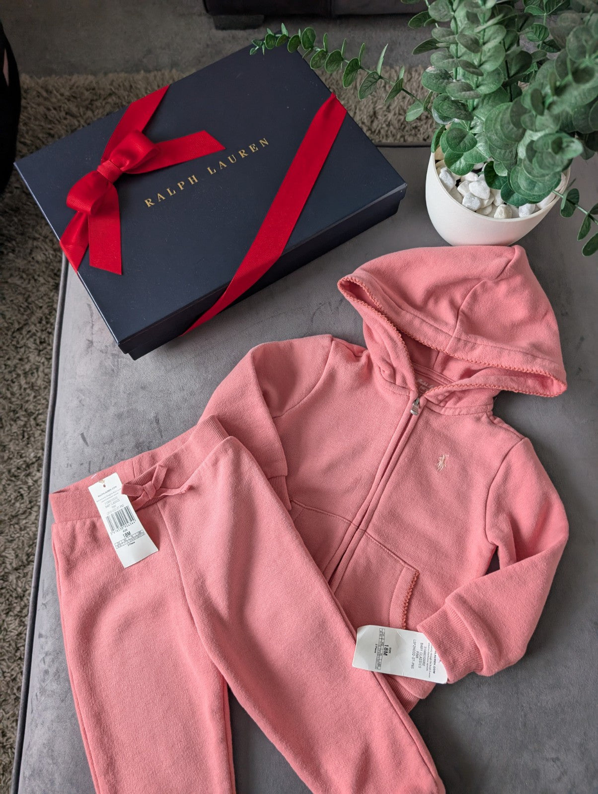 New Gorgeous Ralph Lauren Pink Scalloped Baby Girl Tracksuit  12-18m Gift Baby