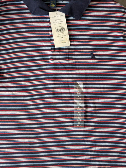 New Ralph Lauren Boys Navy Blue Stripe Polo T Shirt Age 10-12y  Smart Gift