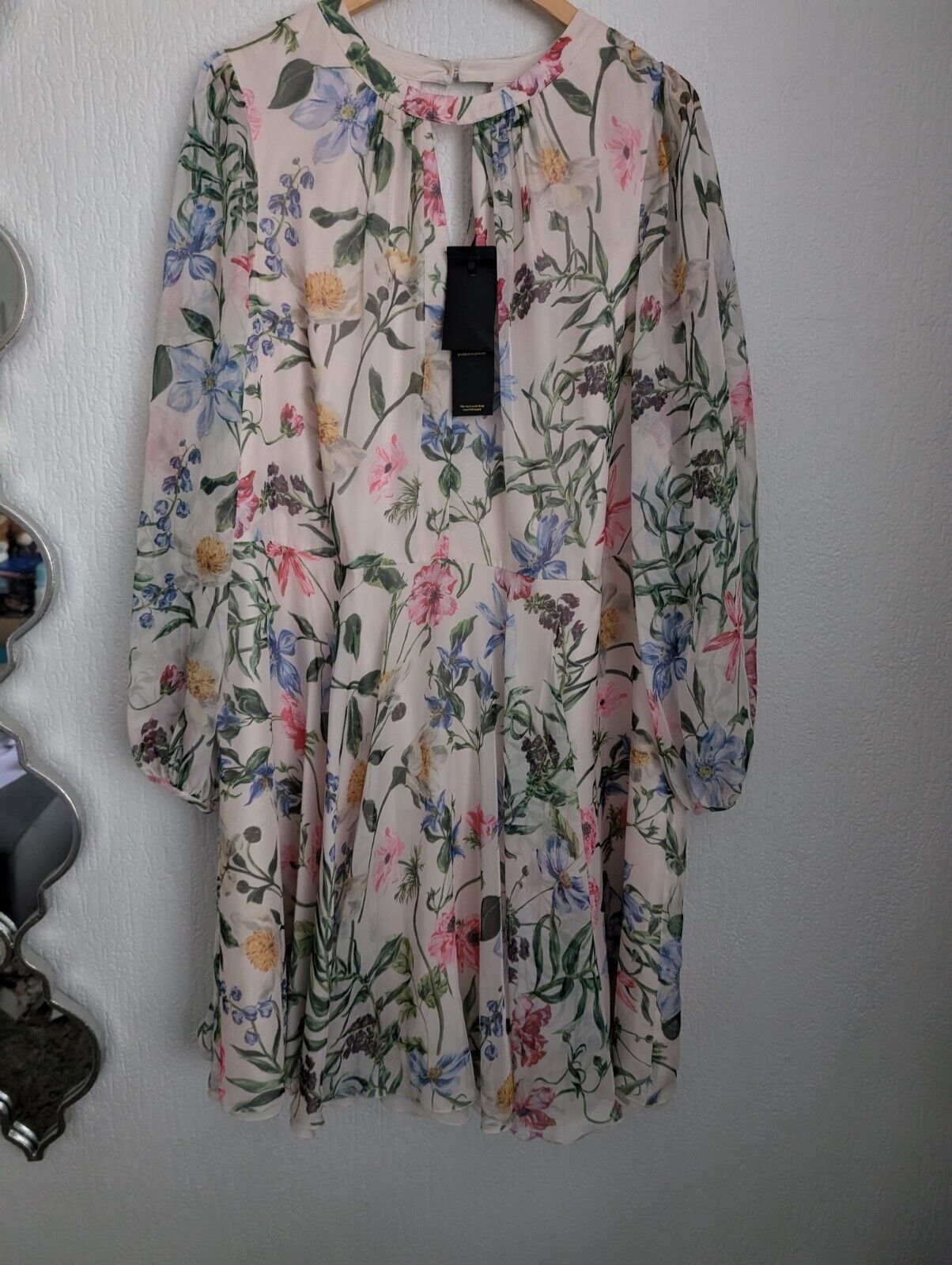 New Phase Eight Floral Everleigh Chiffon Mini Dress Size 24 Plus Size Curve £139