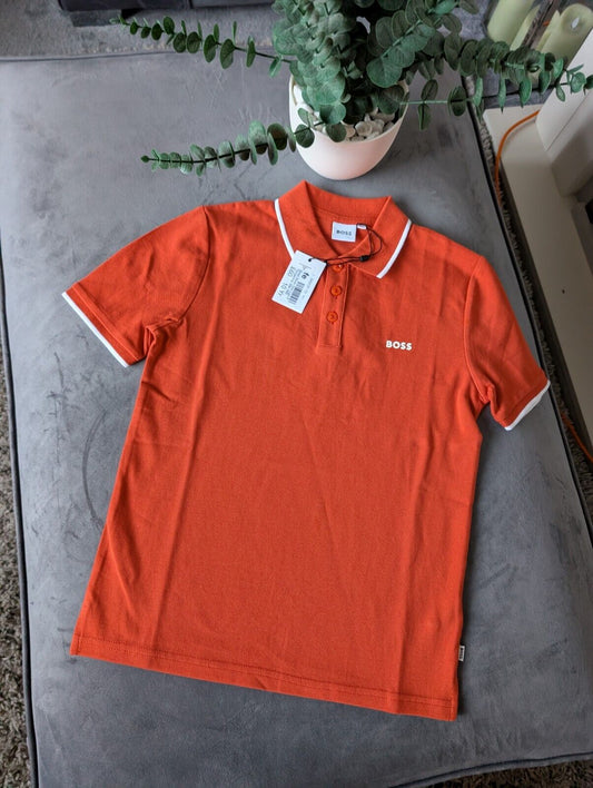 New Hugo boss boys Smart polo shirt top t shirt Gift Tangerine Orange 10yr £60