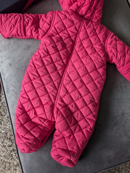 New ralph lauren Pink Quilted fleece lined pram suit snowsuit 0-3 Gift Girls