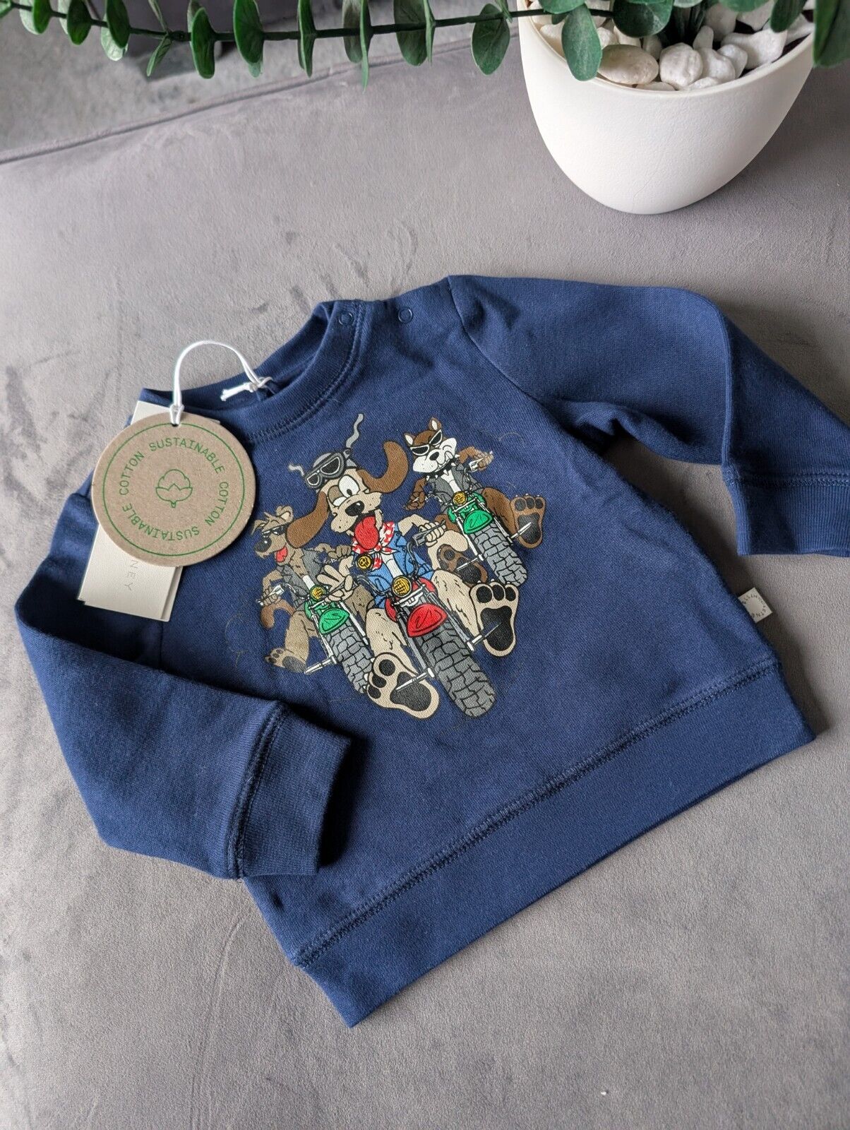 New Stella McCartney Kids Dog Biker Baby Sweater Jumper Boys UK 6 Months Navy