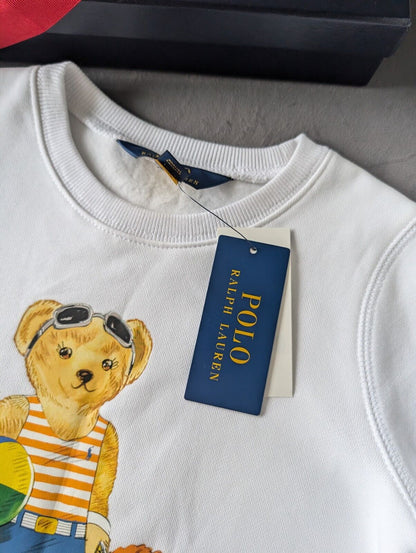 New stunning girls Ralph Lauren beach bear jumper sweatshirt white age 6