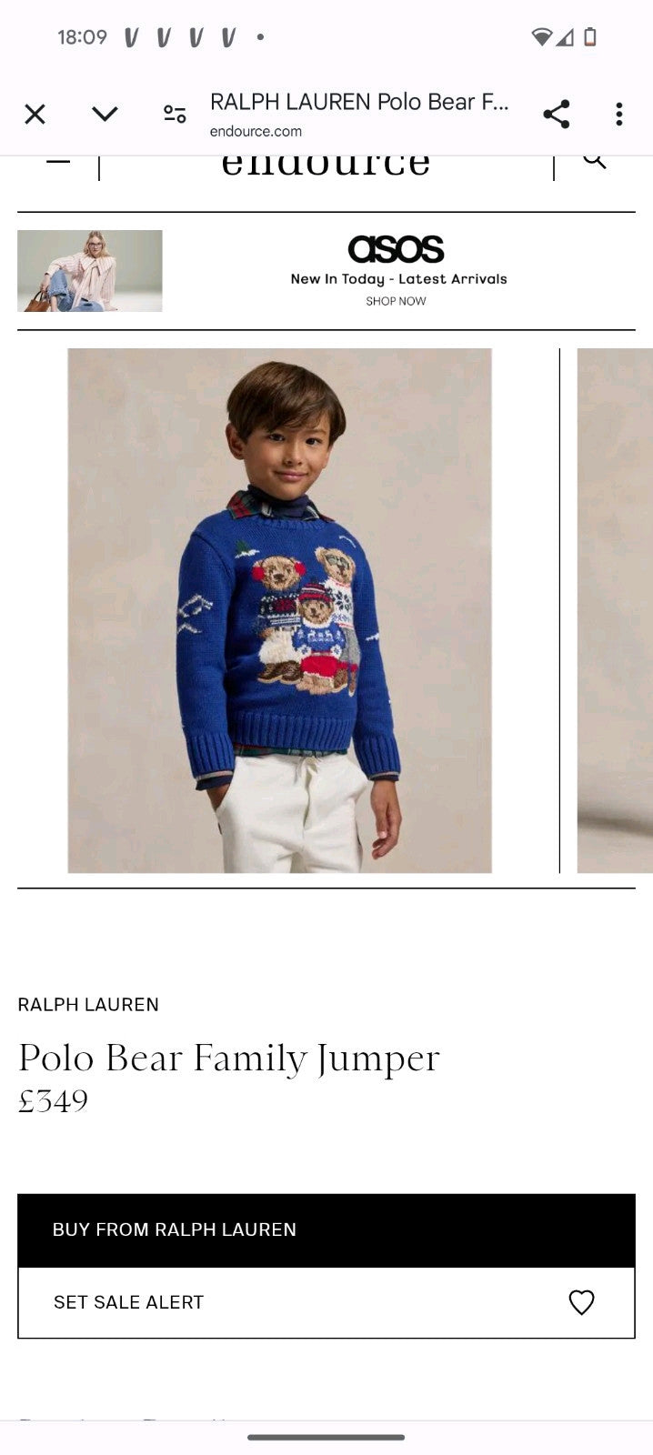 New Ralph Lauren Cotton/Wool Blend Polo Holiday Family Bear Knit Jumper 5-6Yrs