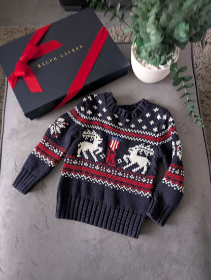 Immaculate Vintage Polo by Ralph Lauren Cotton Wool Christmas Sweater Age 3