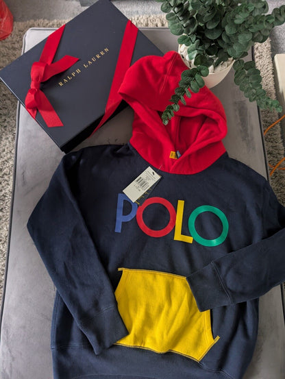 New  Ralph Lauren Boys Colour Logo Fleece Full-Zip Hoodie Smart Age 12-14 £109