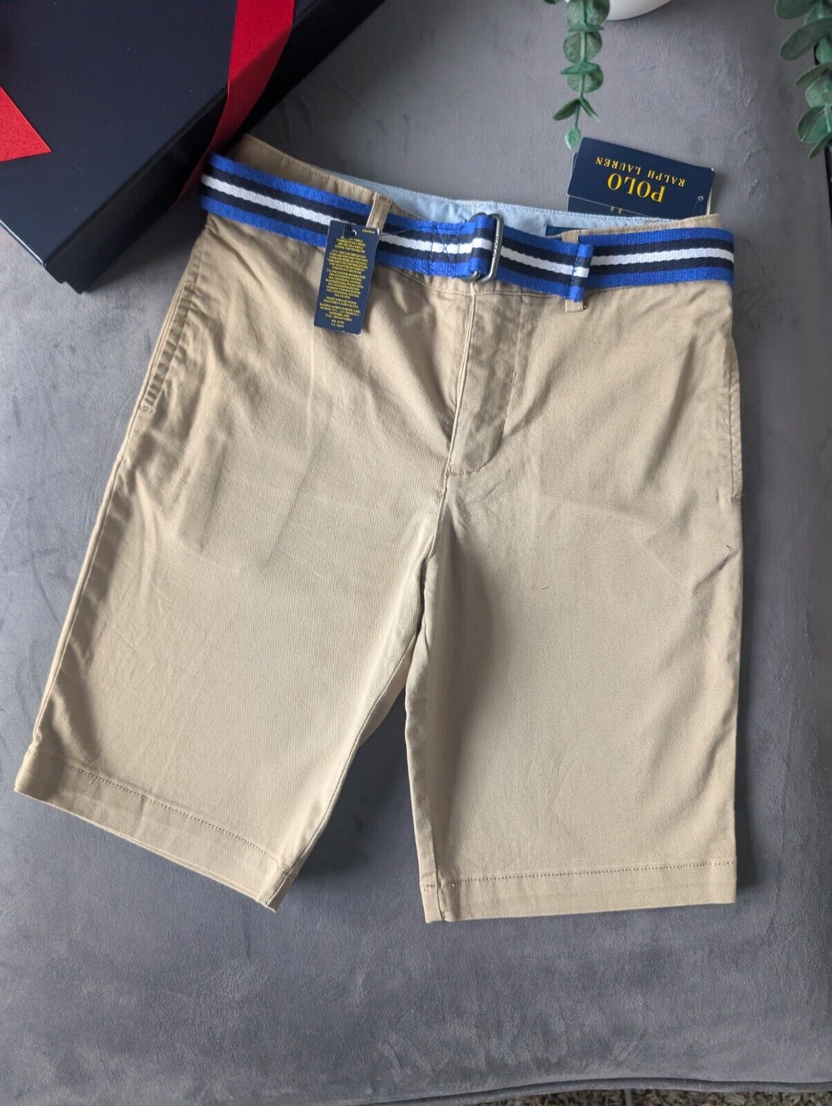 New Ralph Lauren Boys Beige Chino Shorts + Belt Smart Gift Age 10 Casual Summer