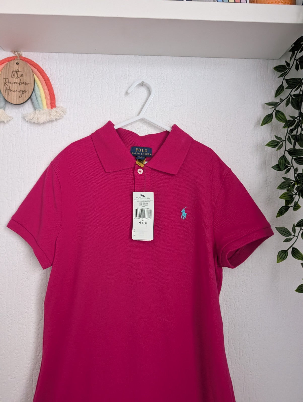 New Ralph Lauren Polo Tennis Dress Pink Smart Basic Embroidery Pony 16y Summer