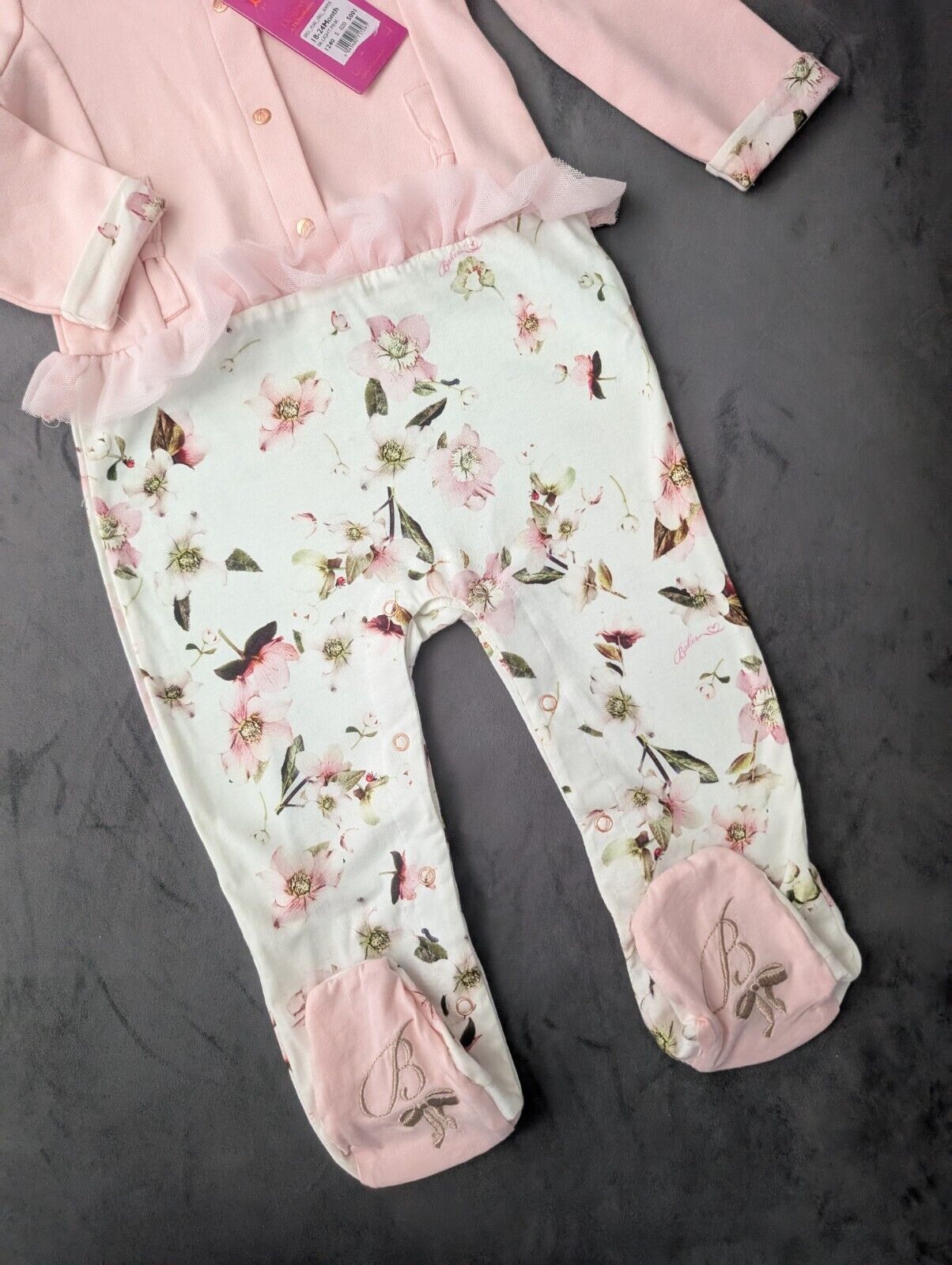 New Ted Baker Baby Girl Sleepsuit Outfit Romper Frill Gift 18-24m Floral