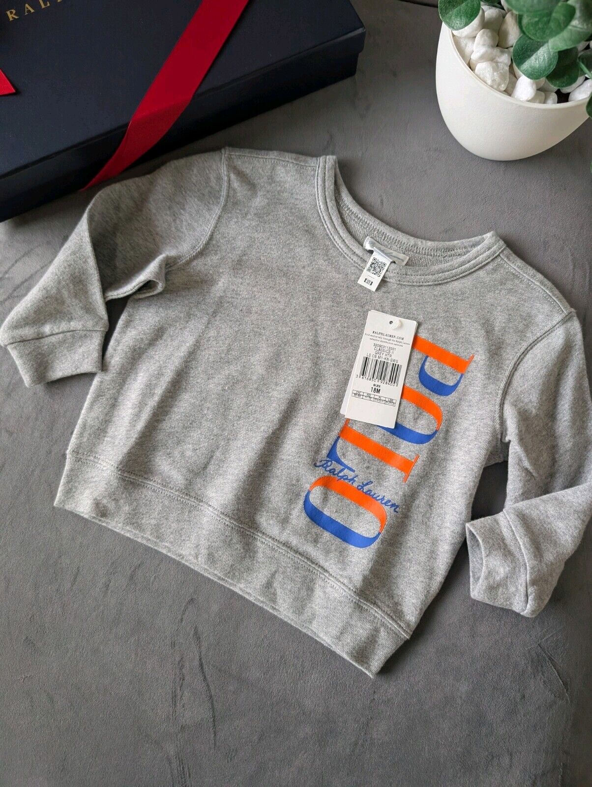 New Polo Ralph Lauren Toddler Crewneck Sweatshirt Sz 18m Grey Fleece NEW Gift