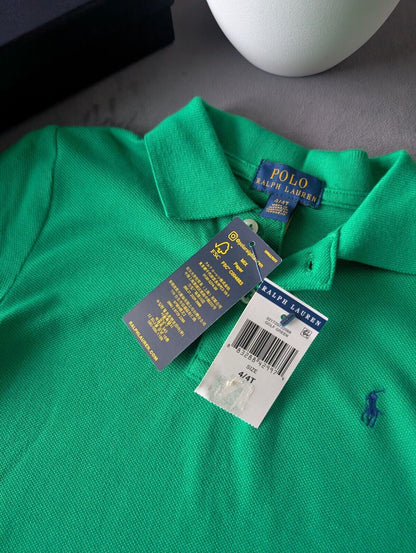 New Ralph Lauren Boys Green Plain Polo T Shirt Age 4yr Smart Gift Casual Logo