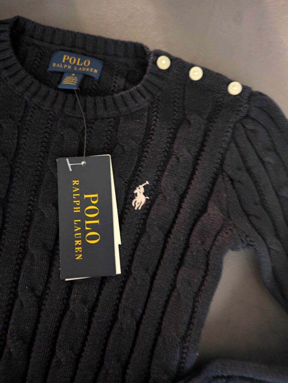 New Polo by Ralph Lauren Cable Knit Jumper Navy Boys 4 Years gift Winter