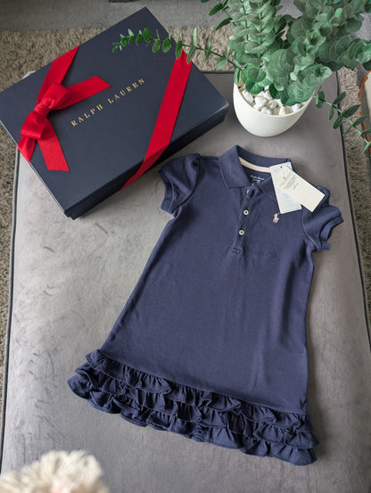 New Ralph Lauren Girls Navy Frill Polo Cupcake Cute Dress Gift 18-24m Gift