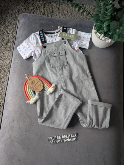 New Ted Baker Baby Boy Occasion Dungaree All In One Grey Smart Romper 3-6m Gift