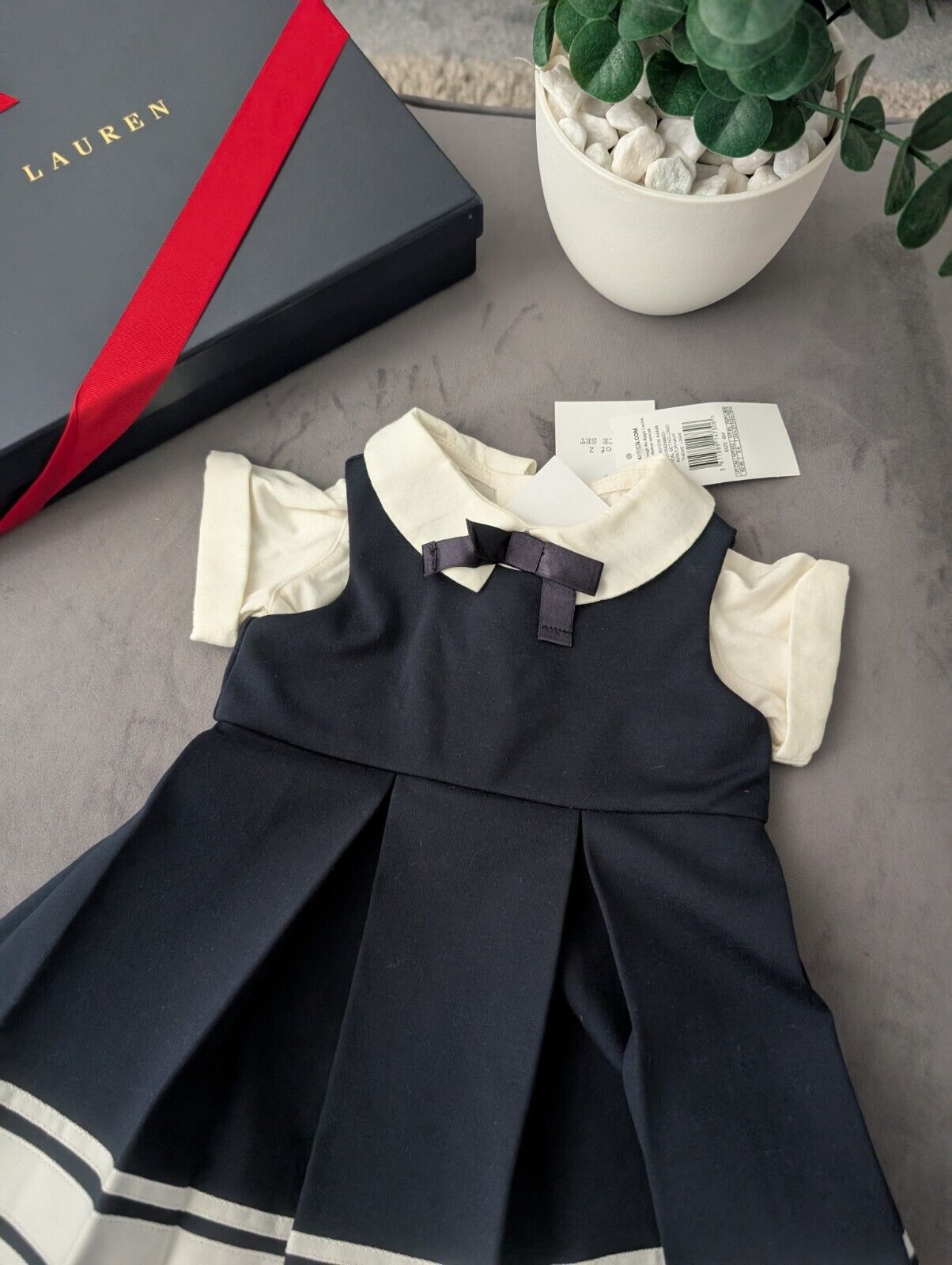 New Luxury Ralph Lauren Nautical Dress Baby Girls Occasion Smart 3-6m Gift Navy